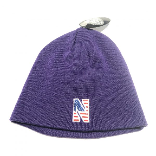 Northwestern University Wildcats Purple Knit Hat with Stars & Stripes Stylized N Design