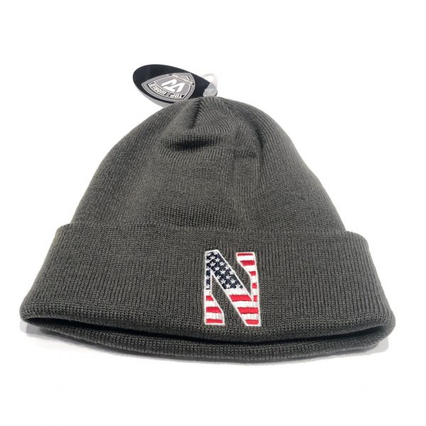Northwestern University Wildcats Grey Cuffed Knit Hat with Stars & Stripes Stylized N Design