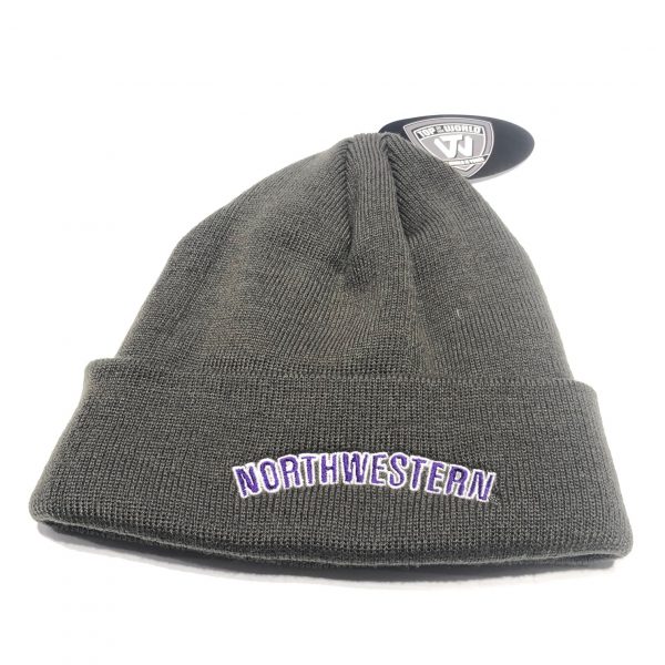 Northwestern University Wildcats Grey Cuffed Knit Hat with Stars & Stripes Stylized N Design-2