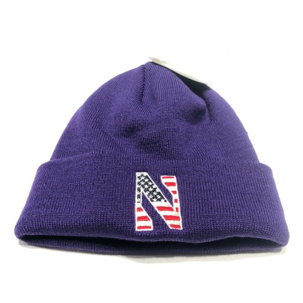 Northwestern University Wildcats Purple Cuffed Knit Hat with Stars & Stripes Stylized N Design