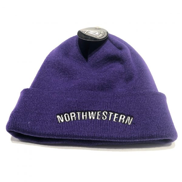 Northwestern University Wildcats Purple Cuffed Knit Hat with Stars & Stripes Stylized N Design-2