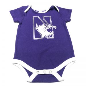 Northwestern University Wildcats Purple Onesie With White Accent & N-Cat Design