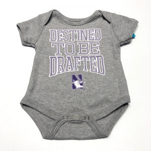 Northwestern University Wildcats Grey Onesie With Destined To Be Drafted Design