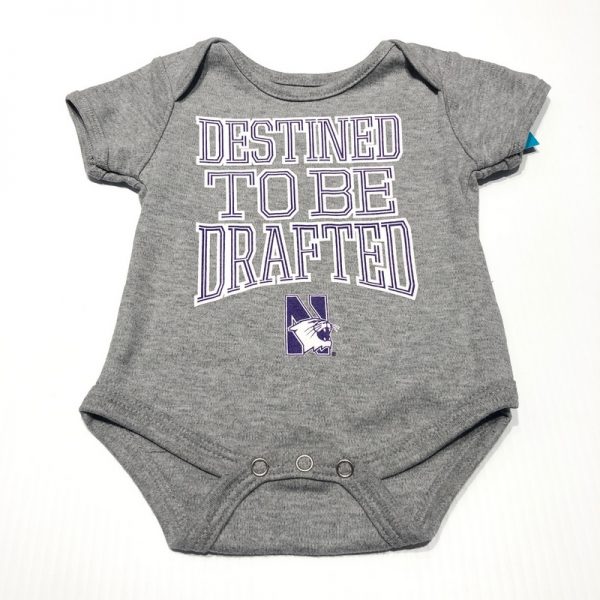 Northwestern University Wildcats Grey Onesie With Destined To Be Drafted Design
