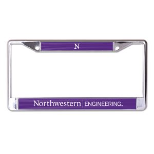 Northwestern University Wildcats Chrome License Plate Frame with Northwestern/Engineering On A Purple Insert