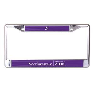 Northwestern University Wildcats Chrome License Plate Frame with Northwestern/Bienen School of Music On a Purple Insert