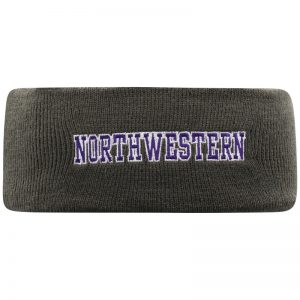 Northwestern University Wildcats Charcoal Knit Headband with Northwestern Design On The Front & N-Cat Design On The Back