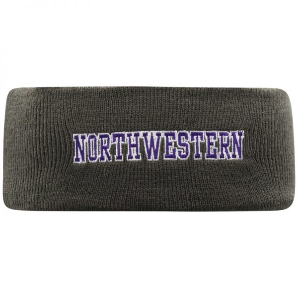 Northwestern University Wildcats Charcoal Knit Headband with Northwestern Design On The Front & N-Cat Design On The Back