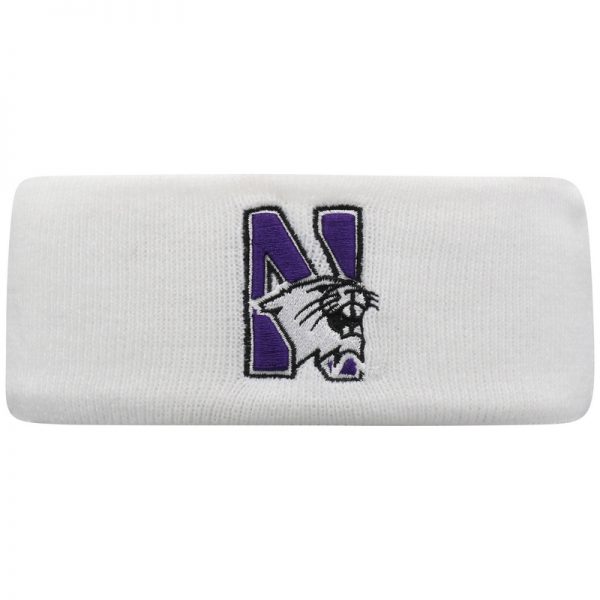 Northwestern University Wildcats White Knit Headband with N-Cat Design