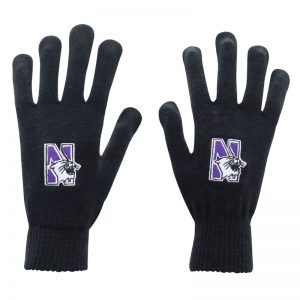 Northwestern University Wildcats Black Knit Gloves With N-Cat Design