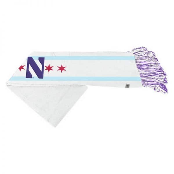 Northwestern University Wildcats Knit Scarf Of Chicago Flag with Stylized N Design - Image 2