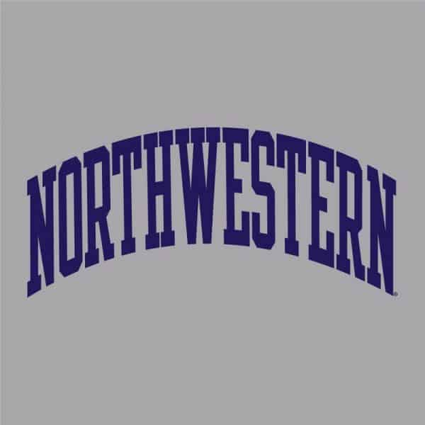 Northwestern University Wildcats Men's Oxford Heather Champion Super Heavy Reverse Weave Crewneck Sweatshirt with Purple Arched Northwestern Wool Sewn Appliqué Design-4