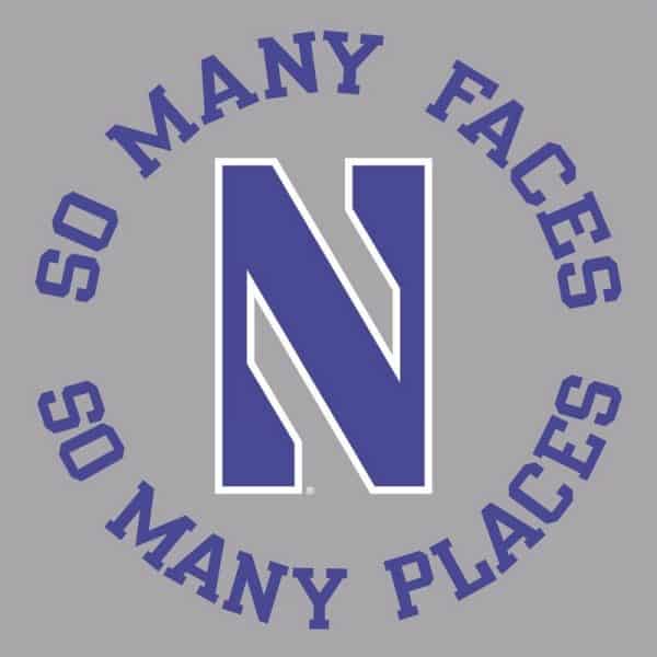 Northwestern University Wildcats Champion Men's Tee With So Many Faces So Many Places Design