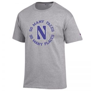 Northwestern University Wildcats Champion Men's Tee With So Many Faces So Many Places Design-1