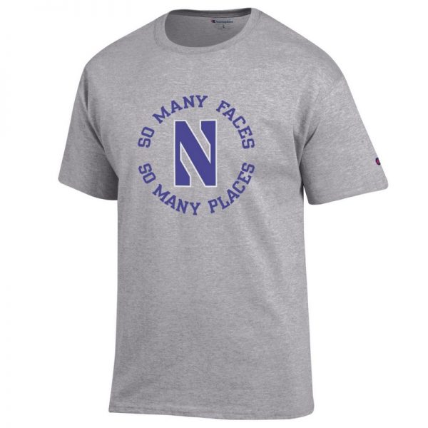 Northwestern University Wildcats Champion Men's Tee With So Many Faces So Many Places Design-1