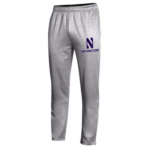 Northwestern University Wildcats Champion Men's Oxford Heather Field Day Fleece Pant With Stylized N over Northwestern Design