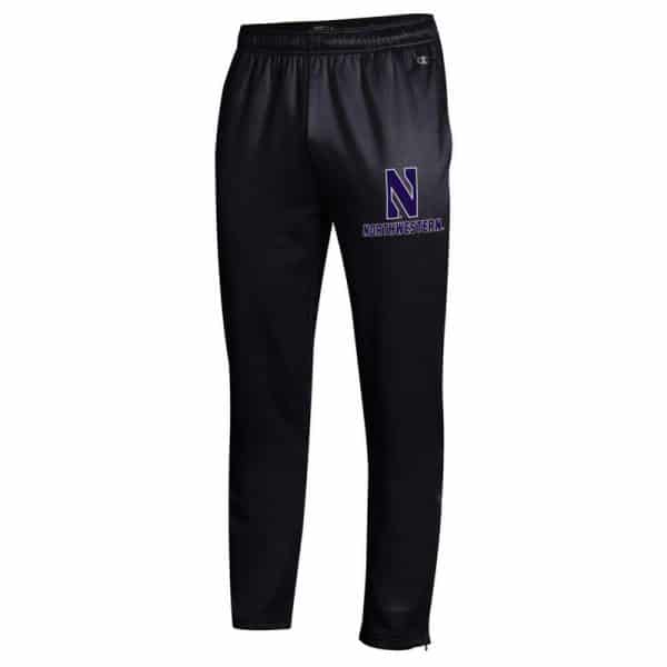 Northwestern University Wildcats Champion Men's Black Field Day Fleece Pant With Stylized N over Northwestern Design