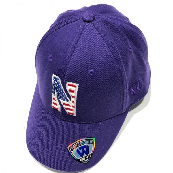 Northwestern University Wildcats Constructed Purple Hat With US Flag Inspired Stars & Stripes Stylized N Design