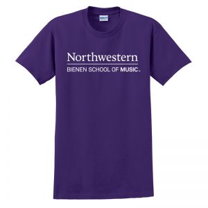 Northwestern University Purple Short Sleeve Tee Shirt with Bienen School of Music Design