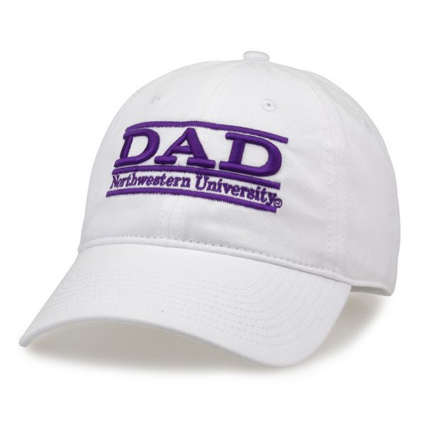 Northwestern University Wildcats Unconstructed White Cotton Twill Hat with Dad Bar Design