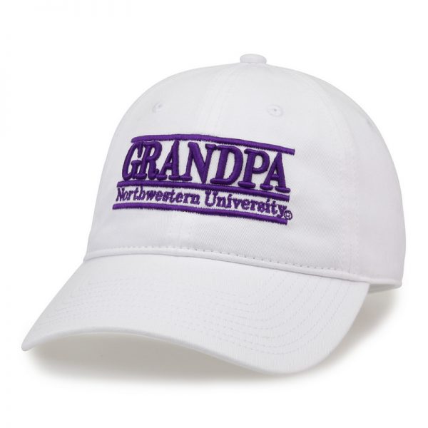 Northwestern University Wildcats Unconstructed White Cotton Twill Hat with Grandpa Bar Design