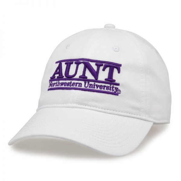 Northwestern University Wildcats Unconstructed White Cotton Twill Hat with Aunt Bar Design