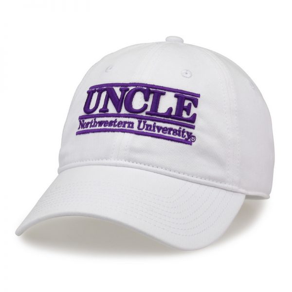 Northwestern University Wildcats Unconstructed White Cotton Twill Hat with Uncle Bar Design