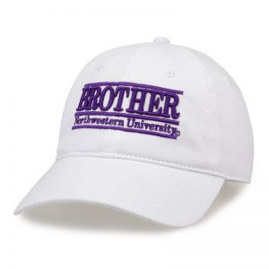 Northwestern University Wildcats Unconstructed White Cotton Twill Hat with Brother Bar Design