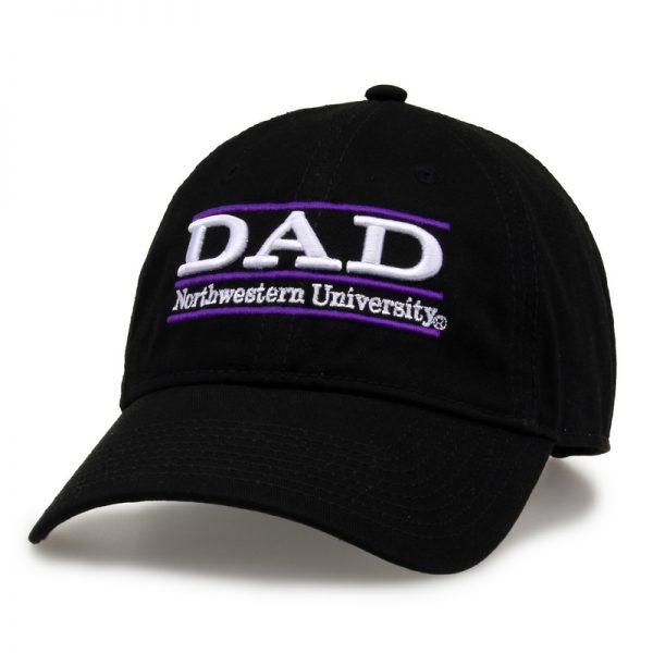 Northwestern University Wildcats Unconstructed Black Cotton Twill Hat with Dad Bar Design
