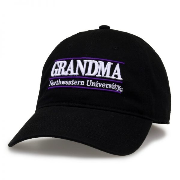 Northwestern University Wildcats Unconstructed Black Cotton Twill Hat with Grandma Bar Design