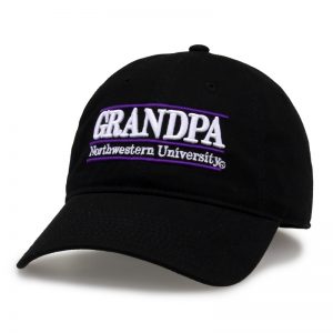 Northwestern University Wildcats Unconstructed Black Cotton Twill Hat with Grandpa Bar Design