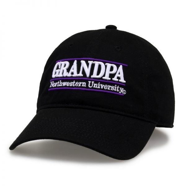 Northwestern University Wildcats Unconstructed Black Cotton Twill Hat with Grandpa Bar Design