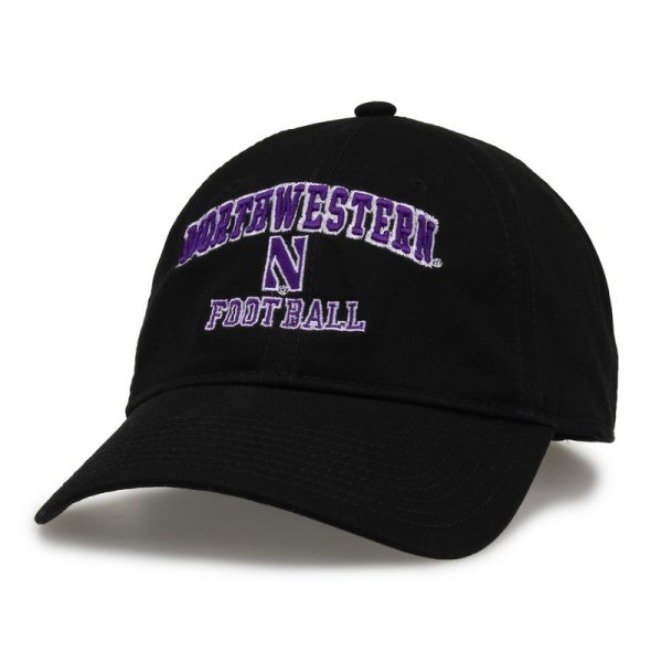 Northwestern University Wildcats Unconstructed Black Cotton Twill Hat with Football Design