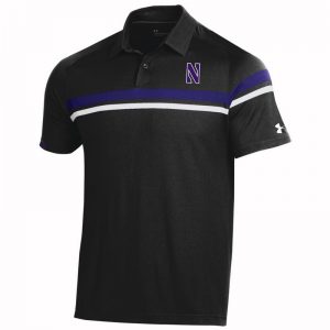 Northwestern University Wildcats Men’s Under Armour Tour Drive Black Sideline Polo shirt