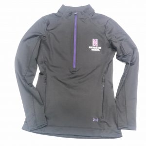 Northwestern University Wildcats Ladies Under Armour Black Honeycomb Knit 1/4 Zip With Stylized N Design