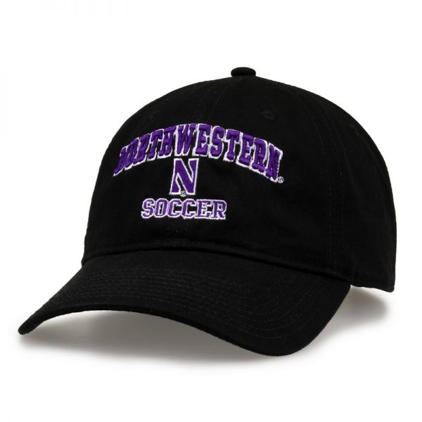 Northwestern University Wildcats Unconstructed Black Cotton Twill Hat with Soccer Design