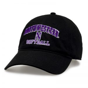 Northwestern University Wildcats Unconstructed Black Cotton Twill Hat with Softball Design