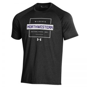 Northwestern University Wildcats Men’s Under Armour Black Tech Novelty Short Sleeve Tee