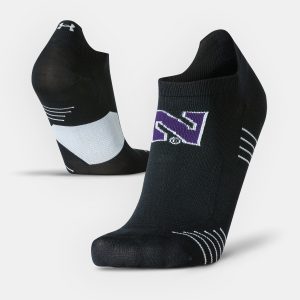 Northwestern University Wildcats Adult Under Armour Black Run No Show Sock