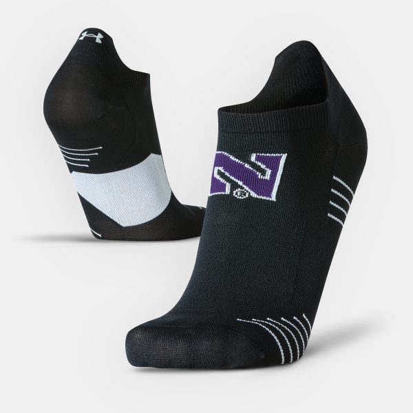 Northwestern University Wildcats Adult Under Armour Black Run No Show Sock