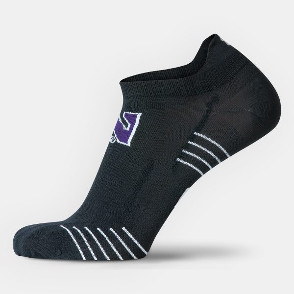 Northwestern University Wildcats Adult Under Armour Black Run No Show Sock-Side