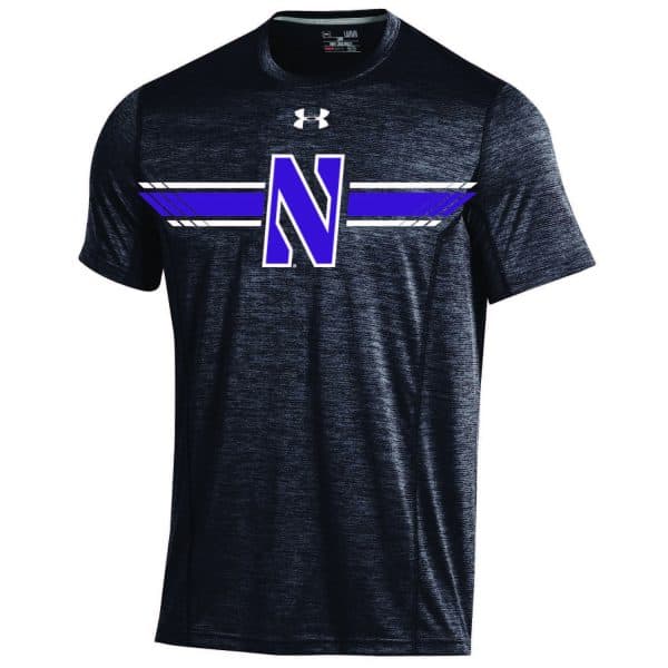 Northwestern University Wildcats Men's Under Armour Sideline Black Microthread Short Sleeve Tee