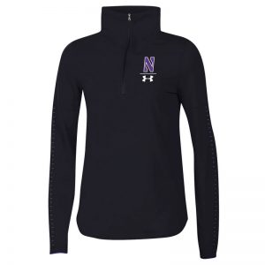 Northwestern University Wildcats Ladies Under Armour Black SLQZ18 Sideline 1/4 Zip With Stylized N Design