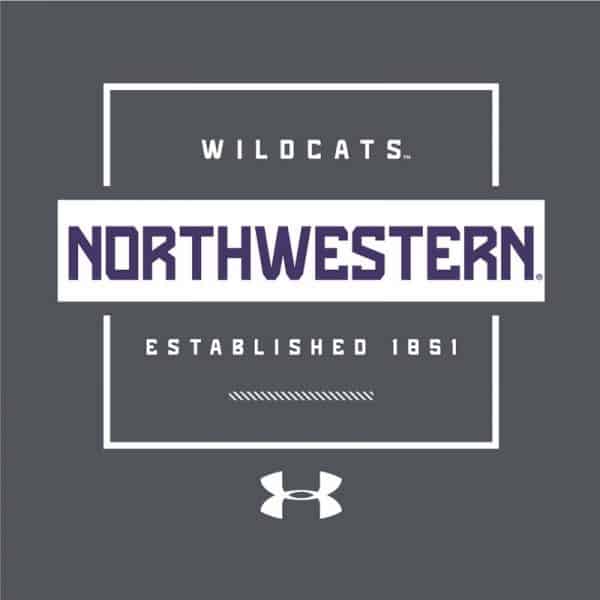 Northwestern University Wildcats Men’s Under Armour Pitch Grey Helix Wetprint Short Sleeve Tee