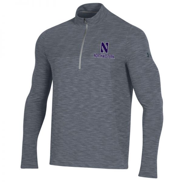 Northwestern University Wildcats Men’s Under Armour Steel Novelty Vanish Seamless 1/4 Zip With Stylized N Design