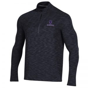 Northwestern University Wildcats Men’s Under Armour Black Novelty Vanish Seamless 1/4 Zip With Stylized N Design