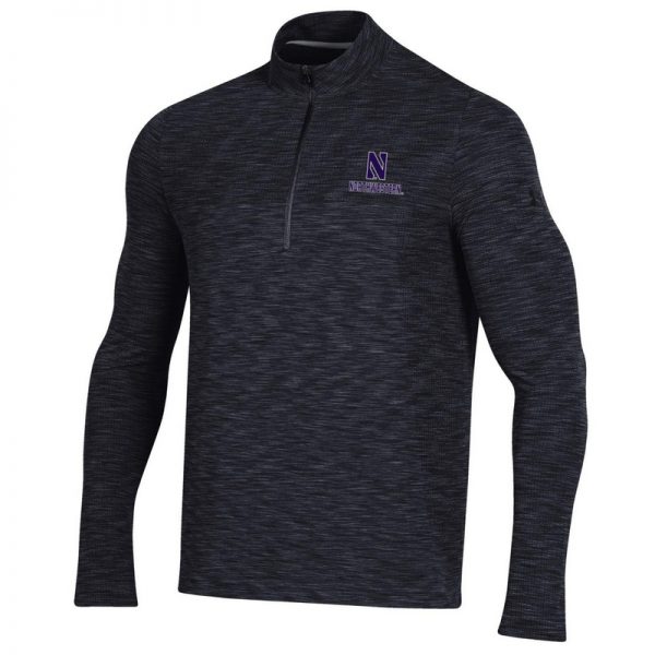 Northwestern University Wildcats Men’s Under Armour Black Novelty Vanish Seamless 1/4 Zip With Stylized N Design