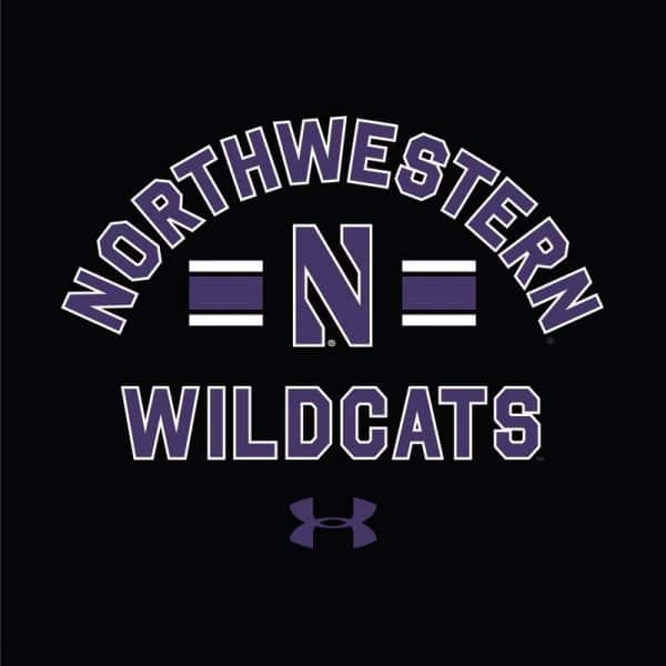 Northwestern University Wildcats Men’s Under Armour Black All Day Fleece Hood With Stylized N Design