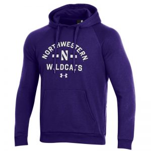 Northwestern University Wildcats Men’s Under Armour Purple All Day Fleece Hood With Stylized N Design -2