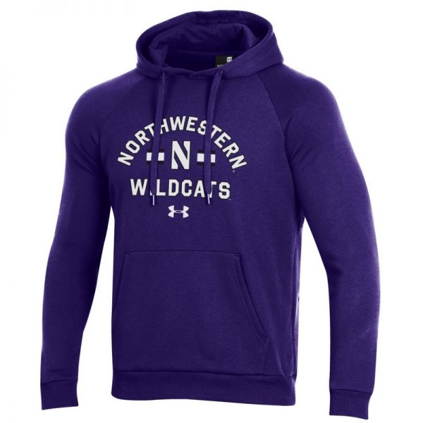 Northwestern University Wildcats Men’s Under Armour Purple All Day Fleece Hood With Stylized N Design -2